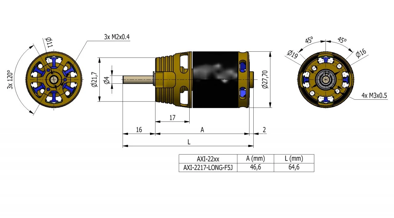 Axi 2217/16 V2 Long F5J 1050 RPM/V 84g Outrunner 3 Axi 2217/16 V2 Long F5J 1050 RPM/V 84g Outrunner - Image 3