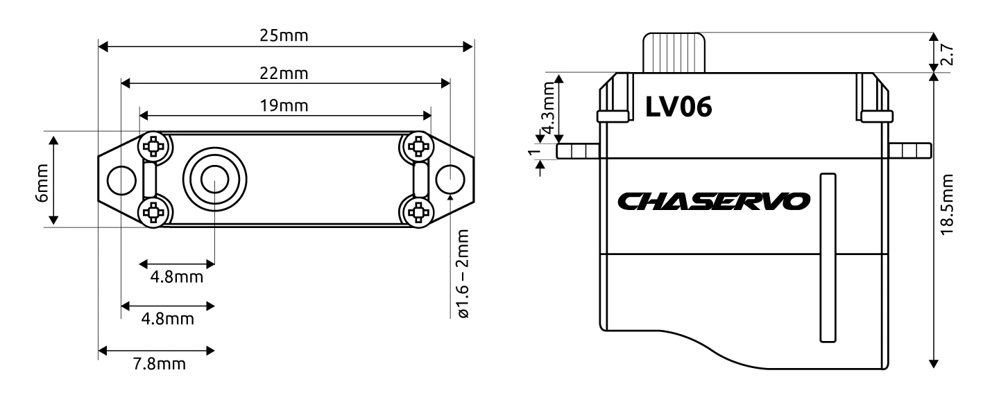 CHA LV06 Servo - 1.7Kg.cm 0.06s 5.8g 6mm 3 CHA LV06 Servo - 1.7Kg.cm 0.06s 5.8g 6mm - Image 3