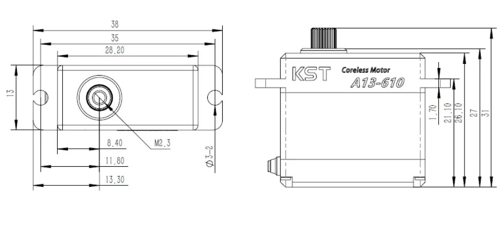 KST A13-610 Servo - 9.0Kg.cm 0.10s 24.0g 13mm 8 KST A13-610 Servo - 9.0Kg.cm 0.10s 24.0g 13mm - Image 8