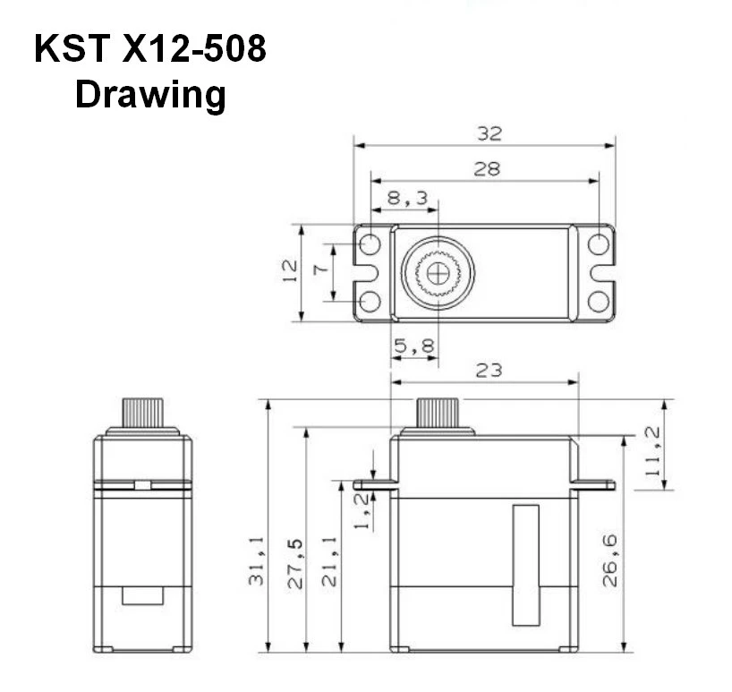 KST X12-508Servo - 6.2Kg.cm 0.07s 20.5g 12mm 4 KST X12-508Servo - 6.2Kg.cm 0.07s 20.5g 12mm - Image 4