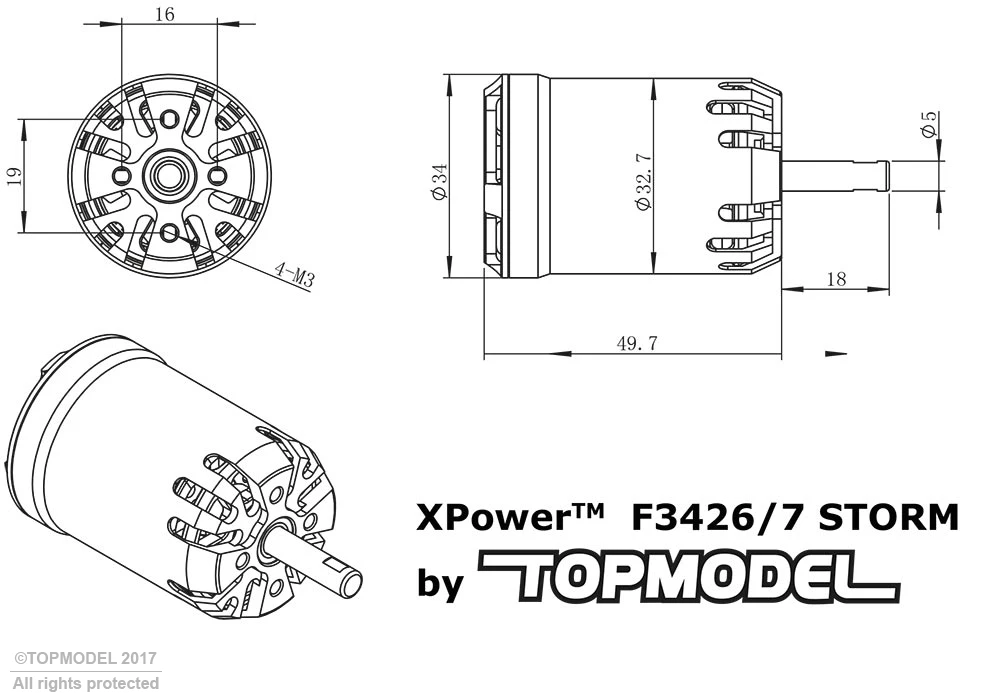 XPower F3426/7 Storm 1250 RPM/V 142g Cased Outrunner 8 XPower F3426/7 Storm 1250 RPM/V 142g Cased Outrunner - Image 8